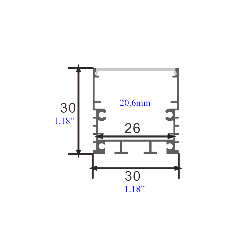 3030 Linear Square Pendant Lighting LED Extrusion Channel - Inner 27mm 3030 Linear Square Pendant Lighting LED Extrusion Channel - Inner 27mm